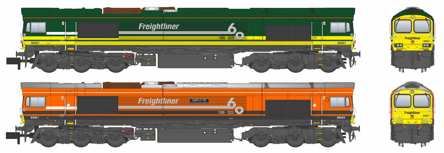RT-N66-FL-F60 Freightliner 60th Anniversary Twin Loco Pack - Class 66s 66501 & 66601