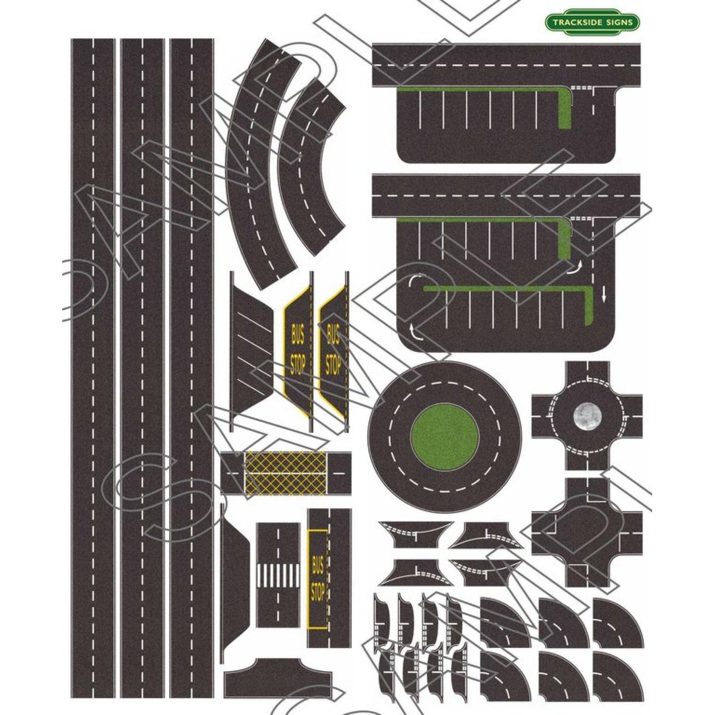 Trackside Signs TSR0008 Road Layout Sheet - N Gauge - 40mm β Rails