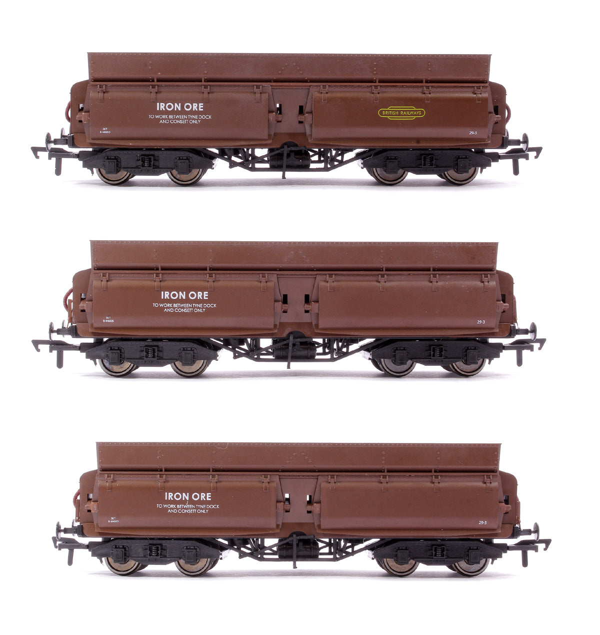 Set of 3 Consett Iron Ore Wagons - Pack I (With Load) - Weathered