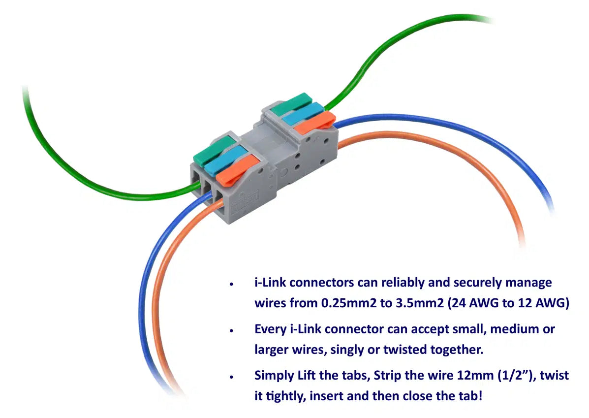 DCW-iLP3.8 Solder-Free 3-Pole 2-piece PLUGGABLE i-Link Connectors (8 pairs)