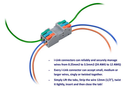 DCW-iLP3.8 Solder-Free 3-Pole 2-piece PLUGGABLE i-Link Connectors (8 pairs)
