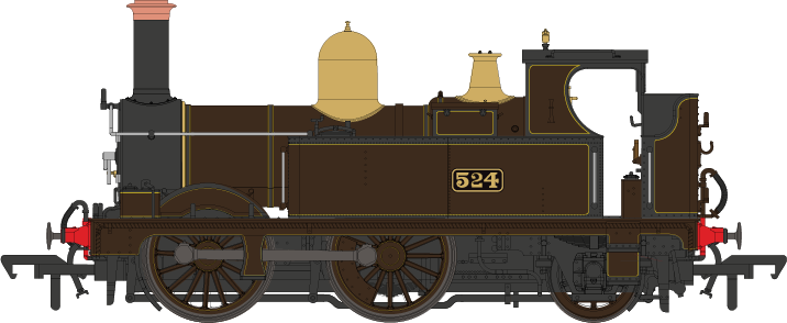 GWR 517 Class 0-4-2 524 Lined Chocolate Steam Locomotive