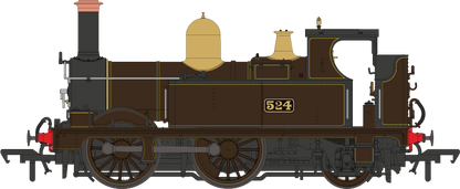 GWR 517 Class 0-4-2 524 Lined Chocolate Steam Locomotive