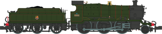 GWR Churchward Built 63xx 2-6-0 Mogul 6364 BR Green, Early Crest