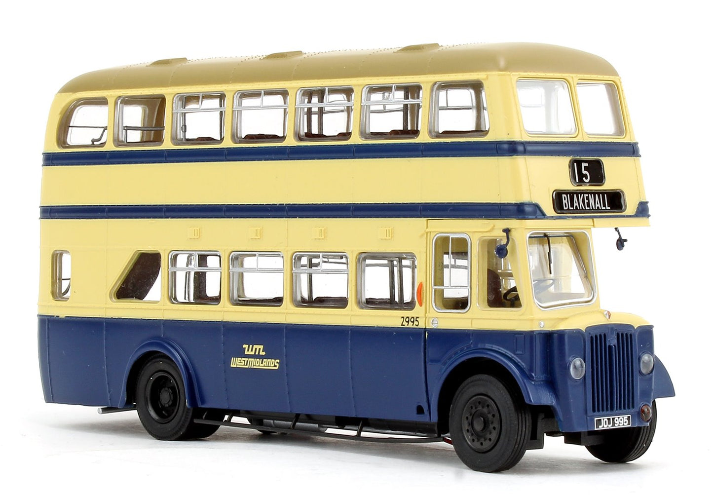 Pre-Owned Deluxe Edition West Midlands PTE (WMPTE) Oxford Blue and Cream with Khaki Roof Guy Arab IV with Metro-Cammell body - Fleet No.2995 - 15 Blakenall - Licence No. JOJ 995