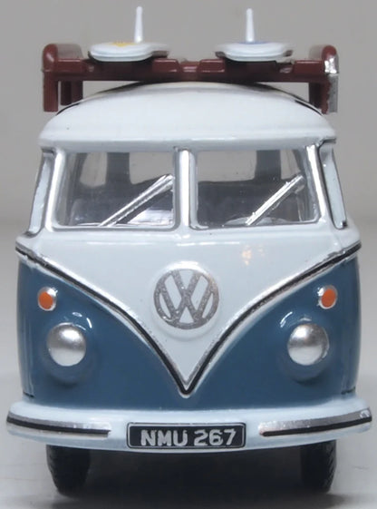 76VWS016 VW T1 Samba Bus/surfboards Gulf Blue/White