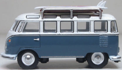 76VWS016 VW T1 Samba Bus/surfboards Gulf Blue/White