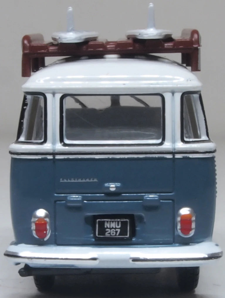 76VWS016 VW T1 Samba Bus/surfboards Gulf Blue/White
