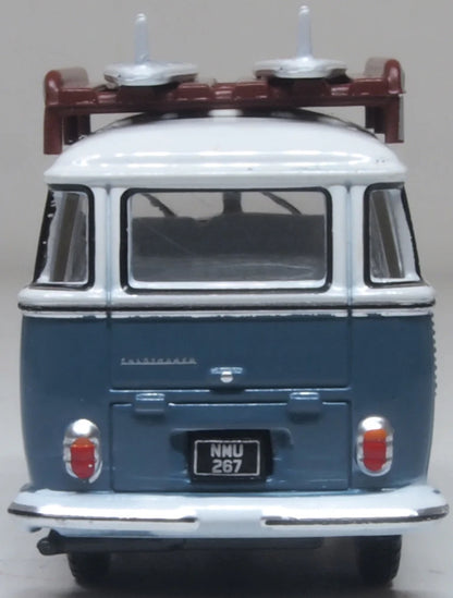 76VWS016 VW T1 Samba Bus/surfboards Gulf Blue/White