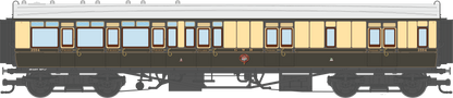 4P-021-104 GWR Corridor Toplight 1925 Lined Chocolate & Cream Brake Third LH 3594