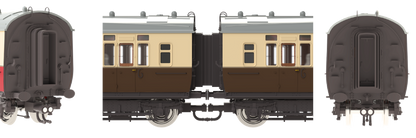 4P-021-504 GWR Corridor Toplight 1947 Chocolate & Cream Great Western Brake Third LH 3766