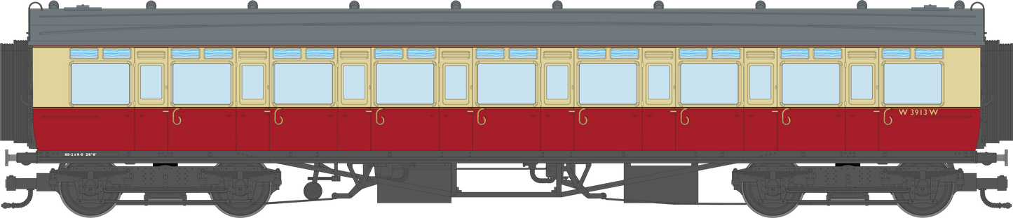 4P-021-601 GWR Corridor Toplight BR Crimson & Cream All Third W3913W