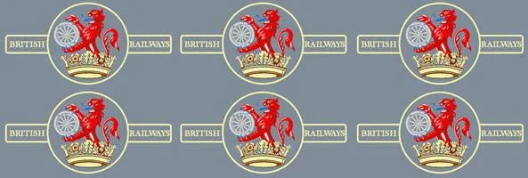 RT-7-1296 RAILTEC 7-1296 BR late crest lion & wheel (ferret & dartboard): large x 6