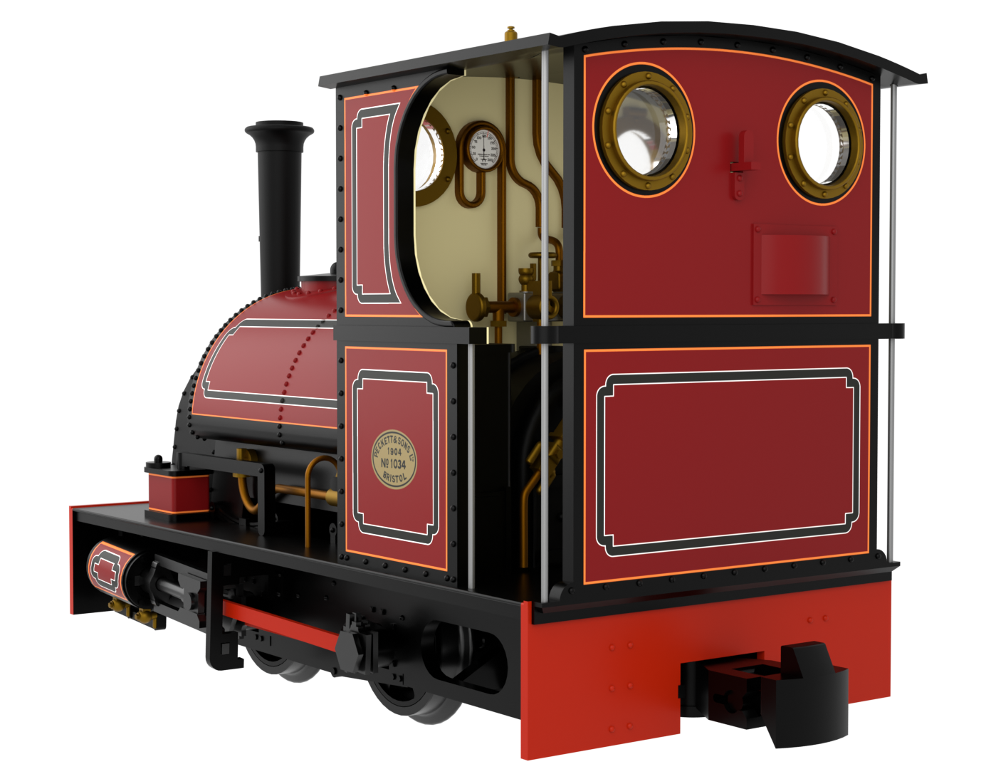 814009 Peckett & Sons Cranmore Class 0-4-0ST FR Style Lined Red Steam Locomotive