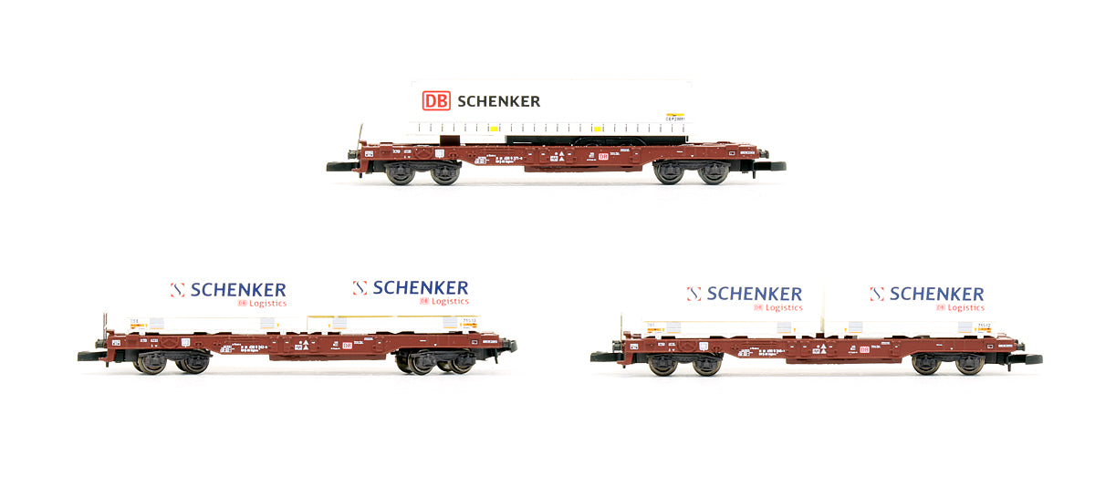 Pre-Owned 'Schenker DB Logistics' 3 Car Deep Well Flat Car Freight Set