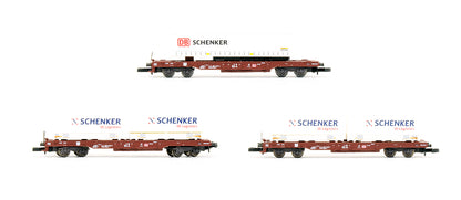 Pre-Owned 'Schenker DB Logistics' 3 Car Deep Well Flat Car Freight Set