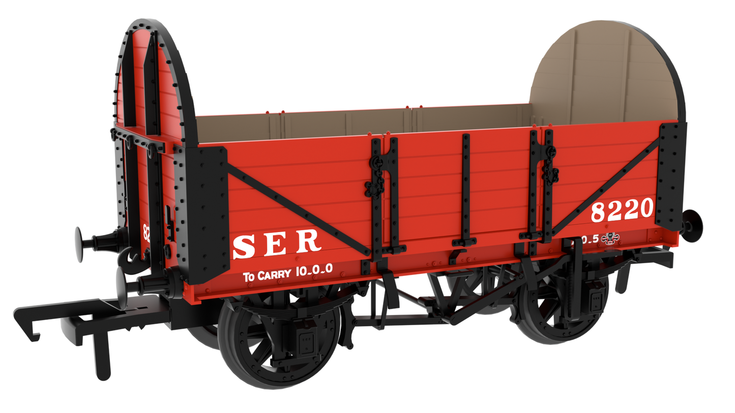 824002 SER/SECR 5-plank 10 ton open wagon - SER Red No. 8220