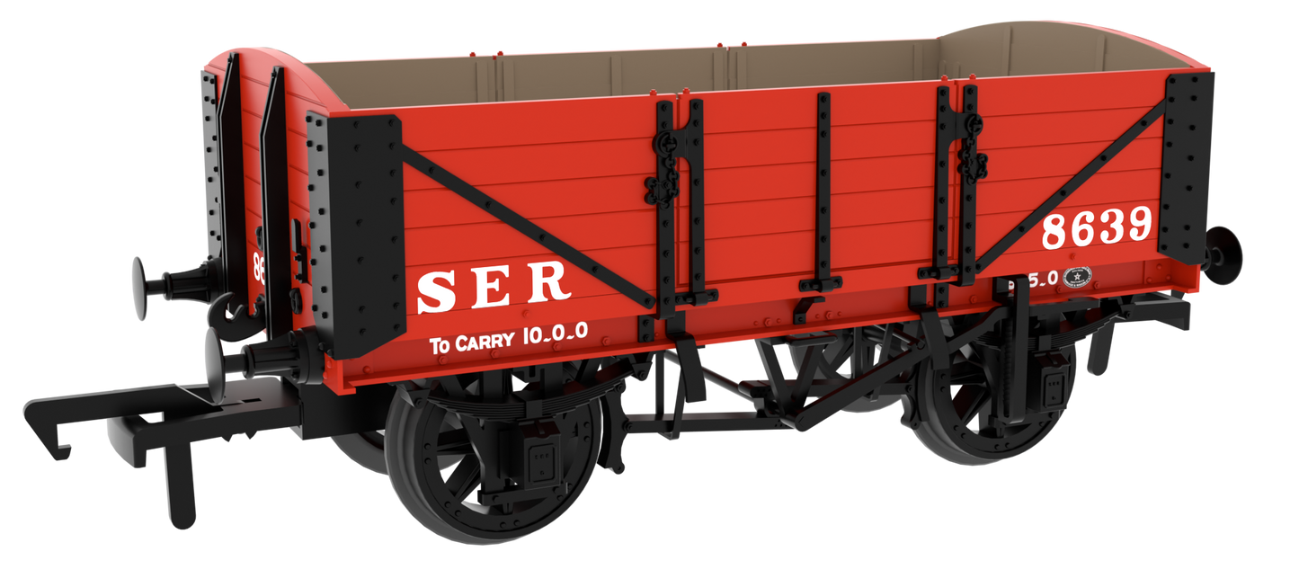 824003 SER/SECR 5-plank 10 ton open wagon - SER Red No. 8639