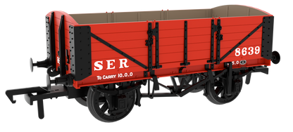 824003 SER/SECR 5-plank 10 ton open wagon - SER Red No. 8639