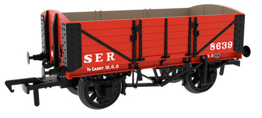 824003 SER/SECR 5-plank 10 ton open wagon - SER Red No. 8639