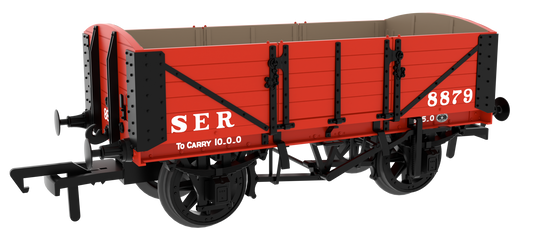 824004 SER/SECR 5-plank 10 ton open wagon - SER Red No. 8879