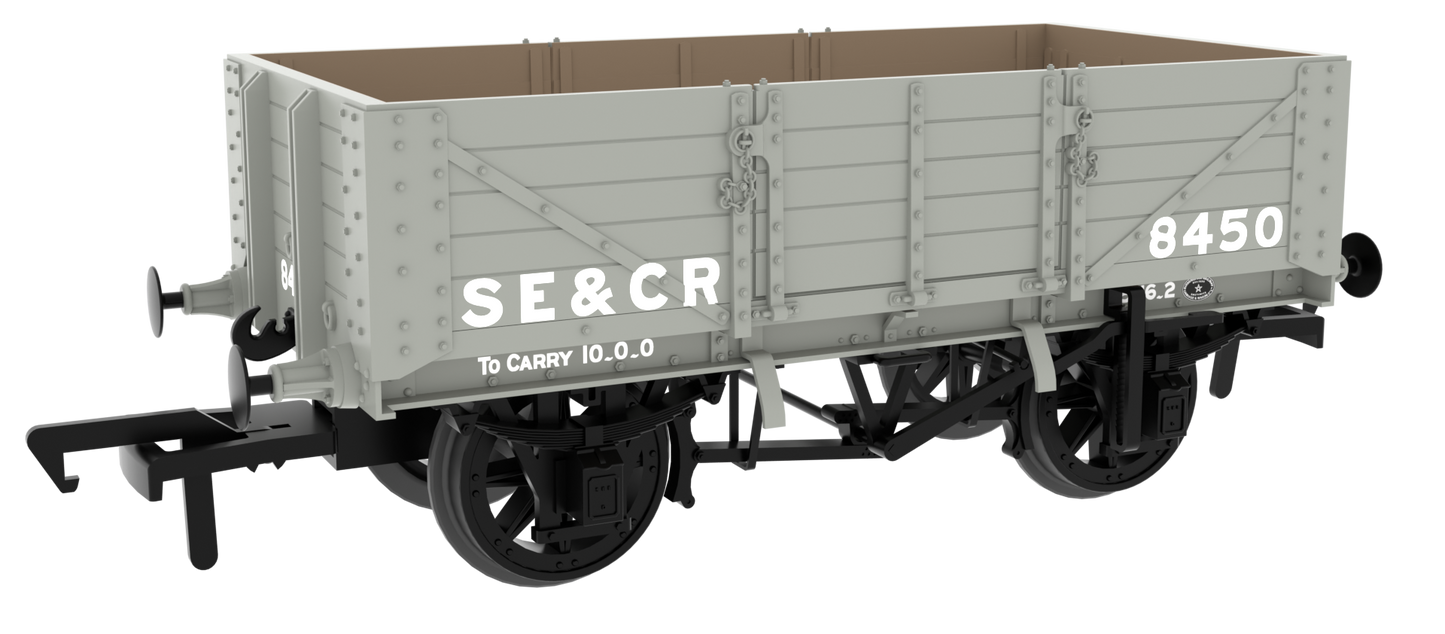 824010 SER/SECR 5-plank 10 ton open wagon - SE&CR Wainwright Light Grey No. 8450
