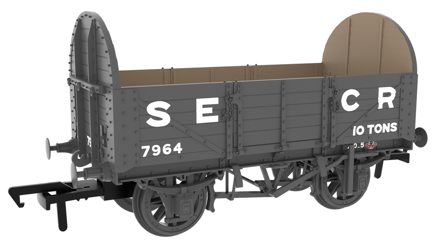 824011 SER/SECR 5-plank 10 ton open wagon - SECR Maunsell Dark Grey No. 7964