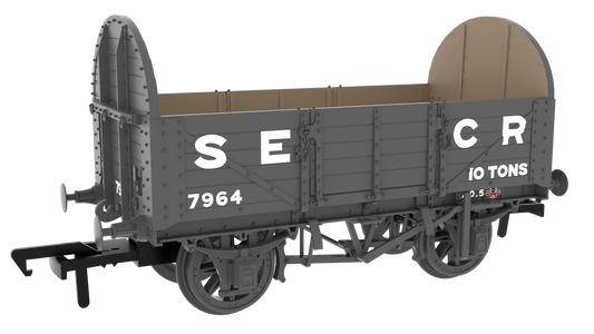 824011 SER/SECR 5-plank 10 ton open wagon - SECR Maunsell Dark Grey No. 7964