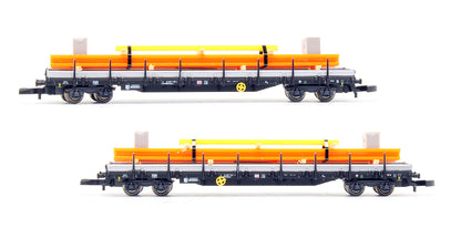 Pre-Owned DB Four Axle Flat 2 Car Freight Set With Loads