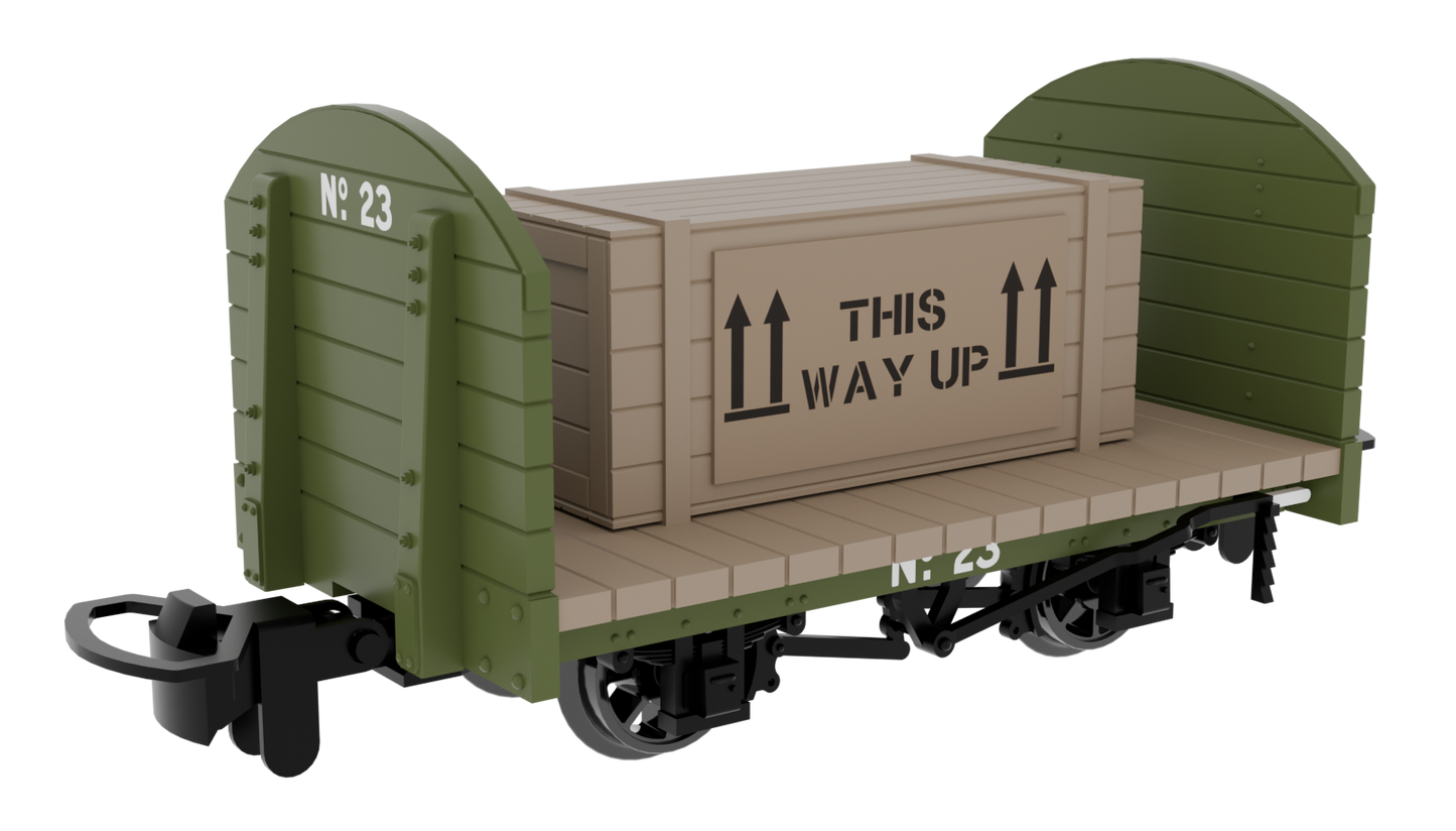 833206 Round Ended Flat - Plain Green No. 23 (with removable crate)