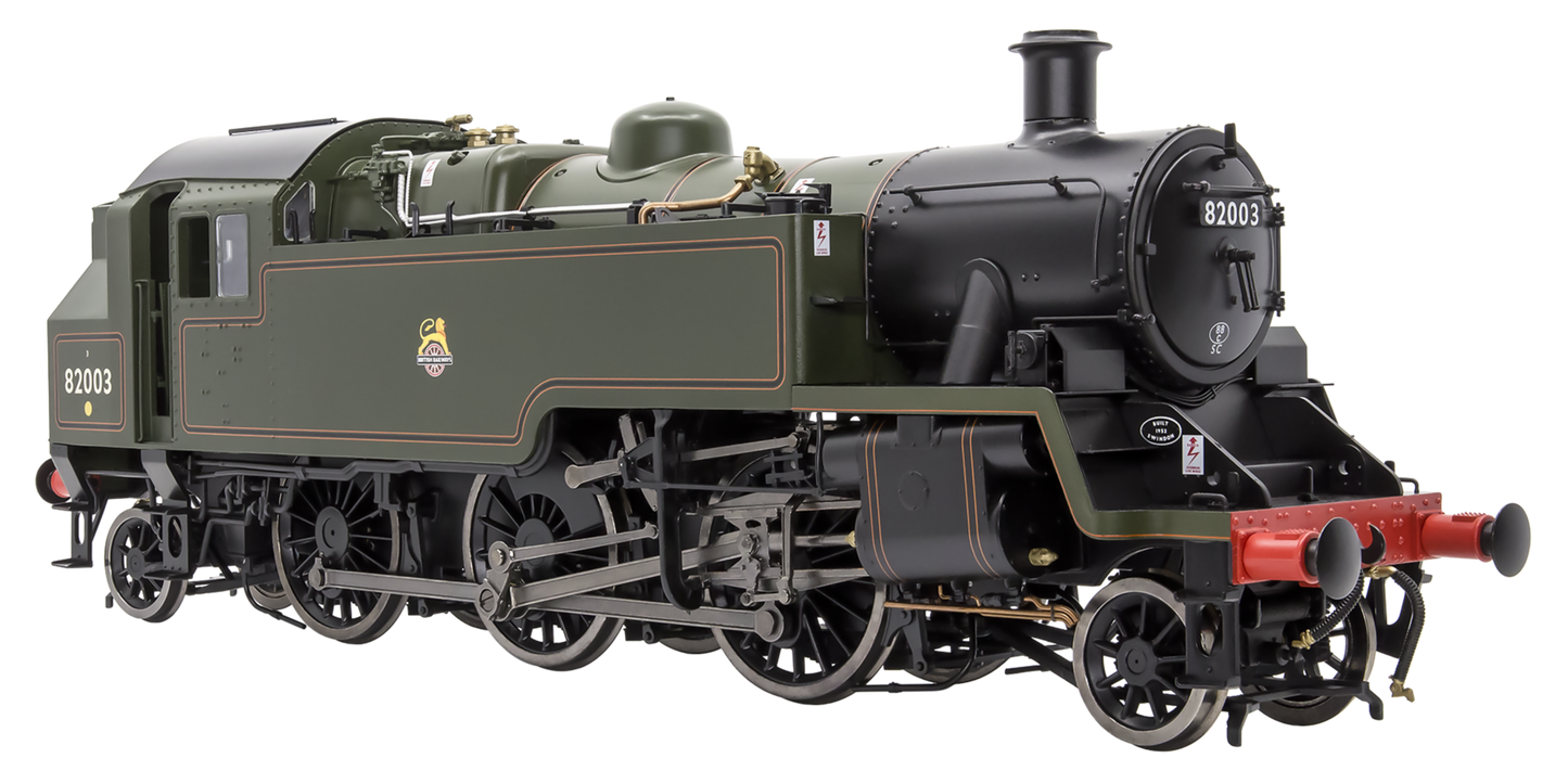 British Railways Standard 3MT 2-6-2T Lined Green Early Crest 82003 - Steam Tank Locomotive