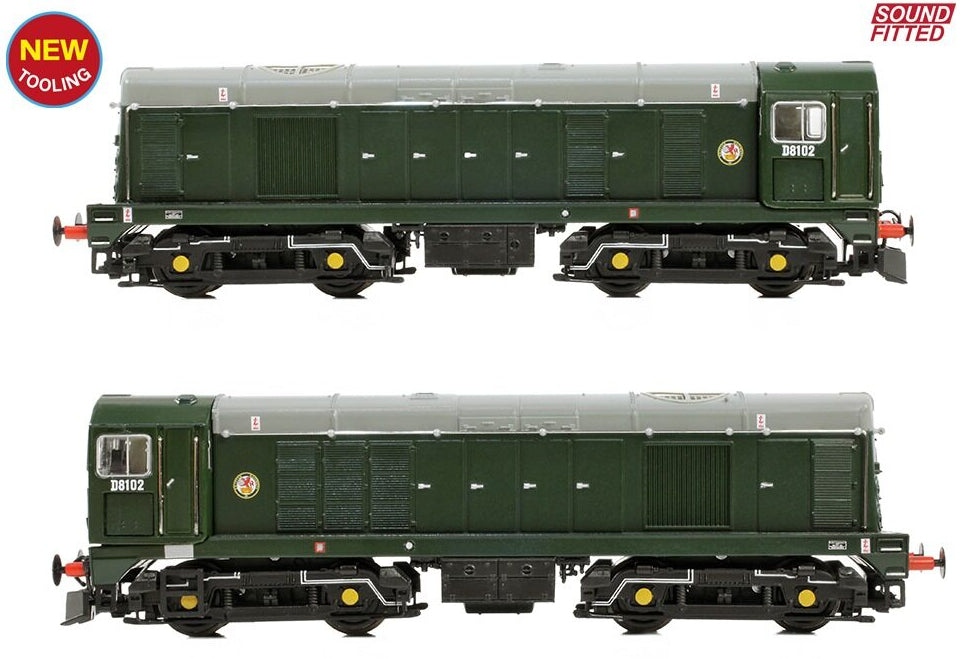 371-030BSF Class 20/0 Disc Headcode & Tablet Catcher Recess D8102 BR Green (Roundel) Diesel Locomotive - DCC Sound