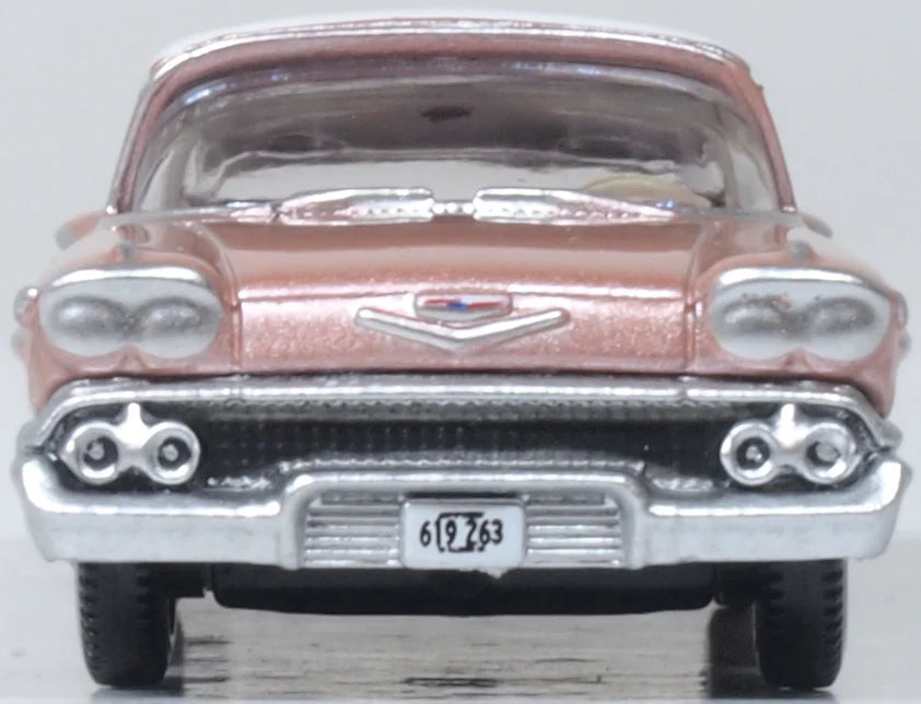 87CIS58001 1958 Chevrolet Impala Sport Coupe Cay Coral Metallic/White