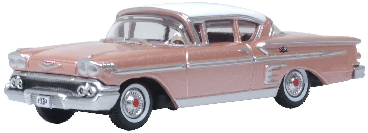 87CIS58001 1958 Chevrolet Impala Sport Coupe Cay Coral Metallic/White