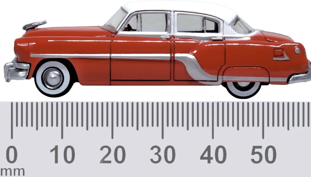 87PC54004 1954 Pontiac Chieftan 4 Door Coral Red/Winter White