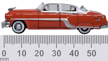 87PC54004 1954 Pontiac Chieftan 4 Door Coral Red/Winter White
