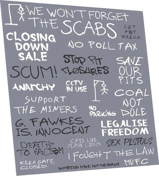 Political graffiti: 1980s OO Gauge Waterslide Decals