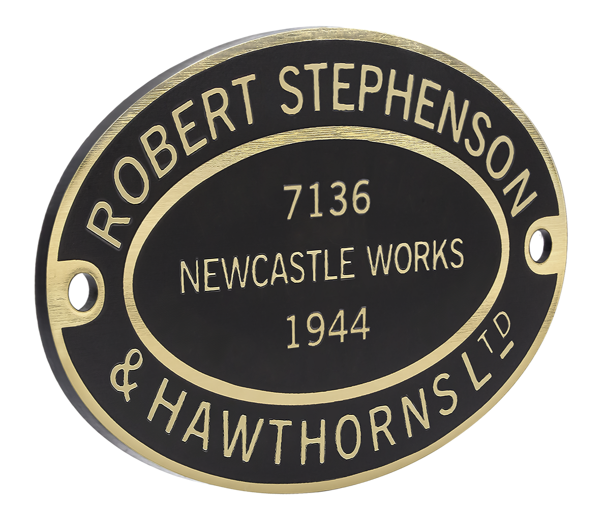 Robert Stephenson & Hawthorns Worksplate Full Size Replica - 7136 Warrington