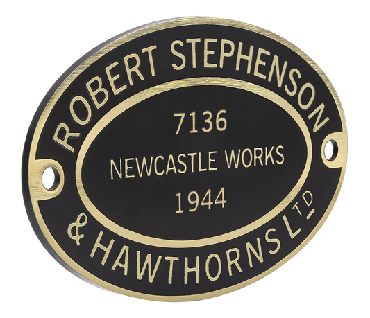 Robert Stephenson & Hawthorns Worksplate Full Size Replica - 7136 Warrington