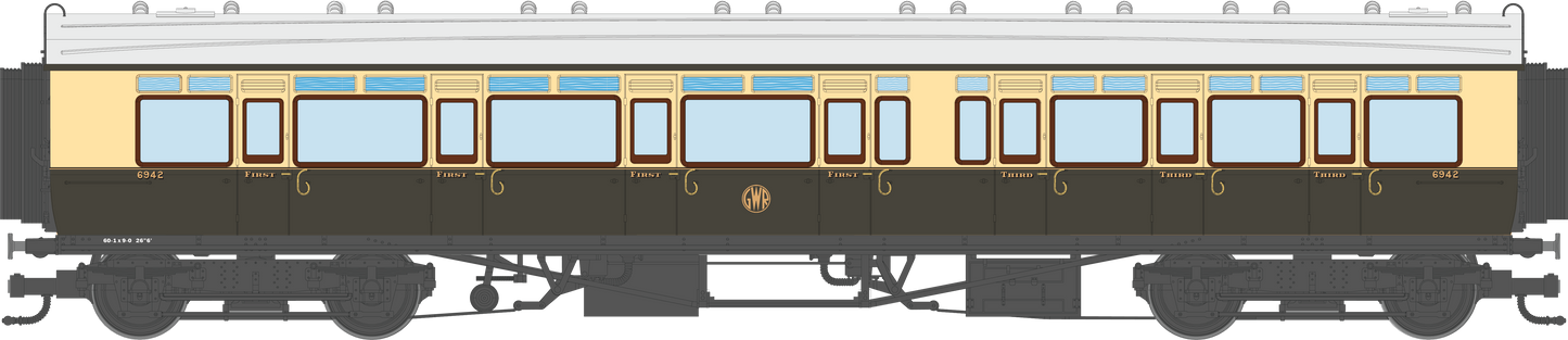 4P-021-302 GWR Corridor Toplight 1935 Chocolate & Cream Roundel Composite LH 6942