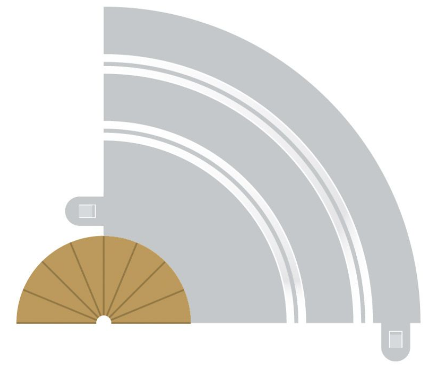 Radius 1 Curve Inner Borders 180° x 2