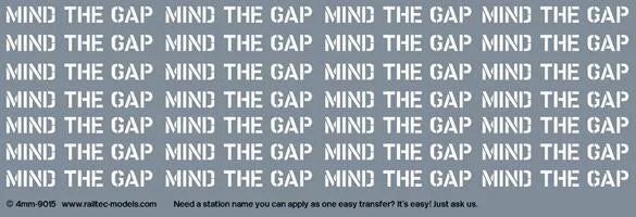 Mind The Gap: White (suits station platform) OO Gauge Waterslide Decals