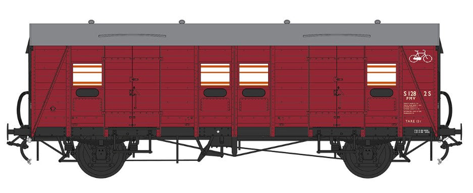 SR Parcels & Miscellaneous Cycle Van (PMV) S1282S BR Crimson (even planks)