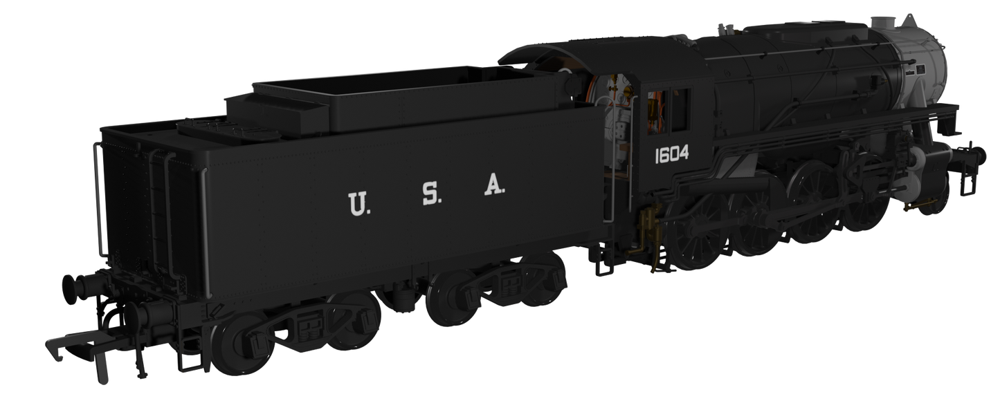 USATC S160 2-8-0 GWR Wartime Black U.S.A on Tender No.1604 Steam Locomotive