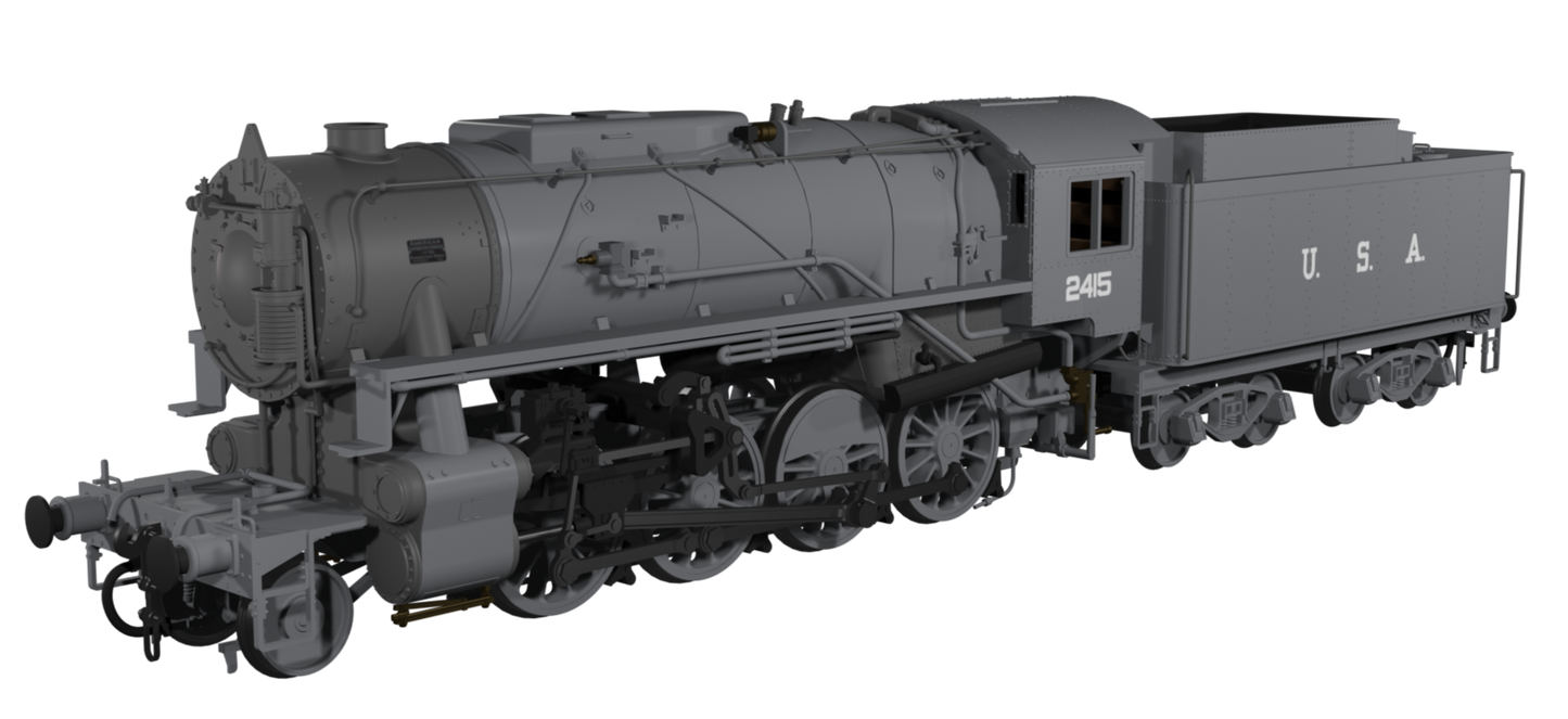 USATC S160 2-8-0 LMS Wartime Dark Grey U.S.A on Tender No.2415 Steam Locomotive