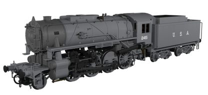 USATC S160 2-8-0 LMS Wartime Dark Grey U.S.A on Tender No.2415 Steam Locomotive