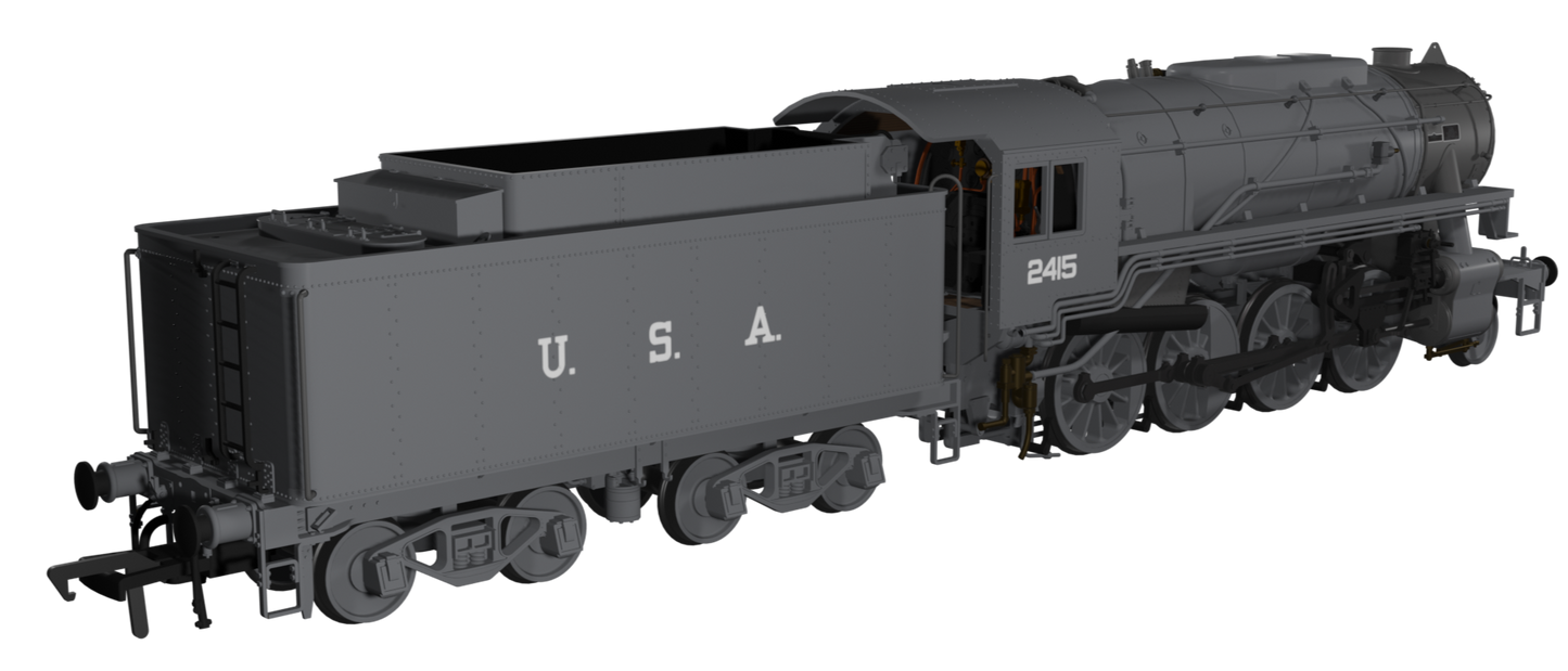 USATC S160 2-8-0 LMS Wartime Dark Grey U.S.A on Tender No.2415 Steam Locomotive - DCC Sound