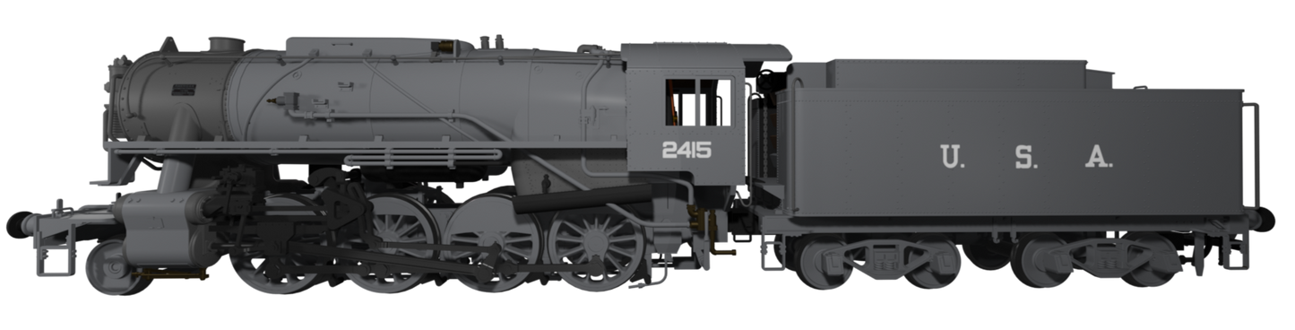 USATC S160 2-8-0 LMS Wartime Dark Grey U.S.A on Tender No.2415 Steam Locomotive