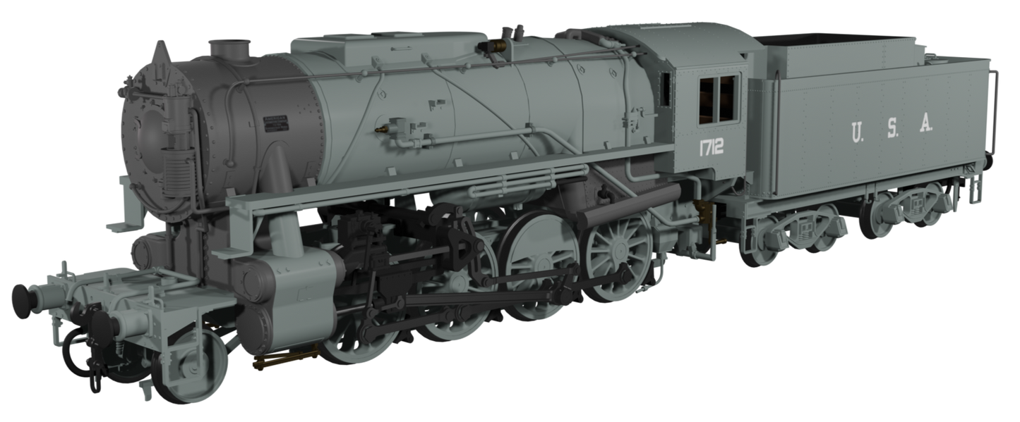 USATC S160 2-8-0 LNER Wartime Light Grey U.S.A on Tender No.1712 Steam Locomotive