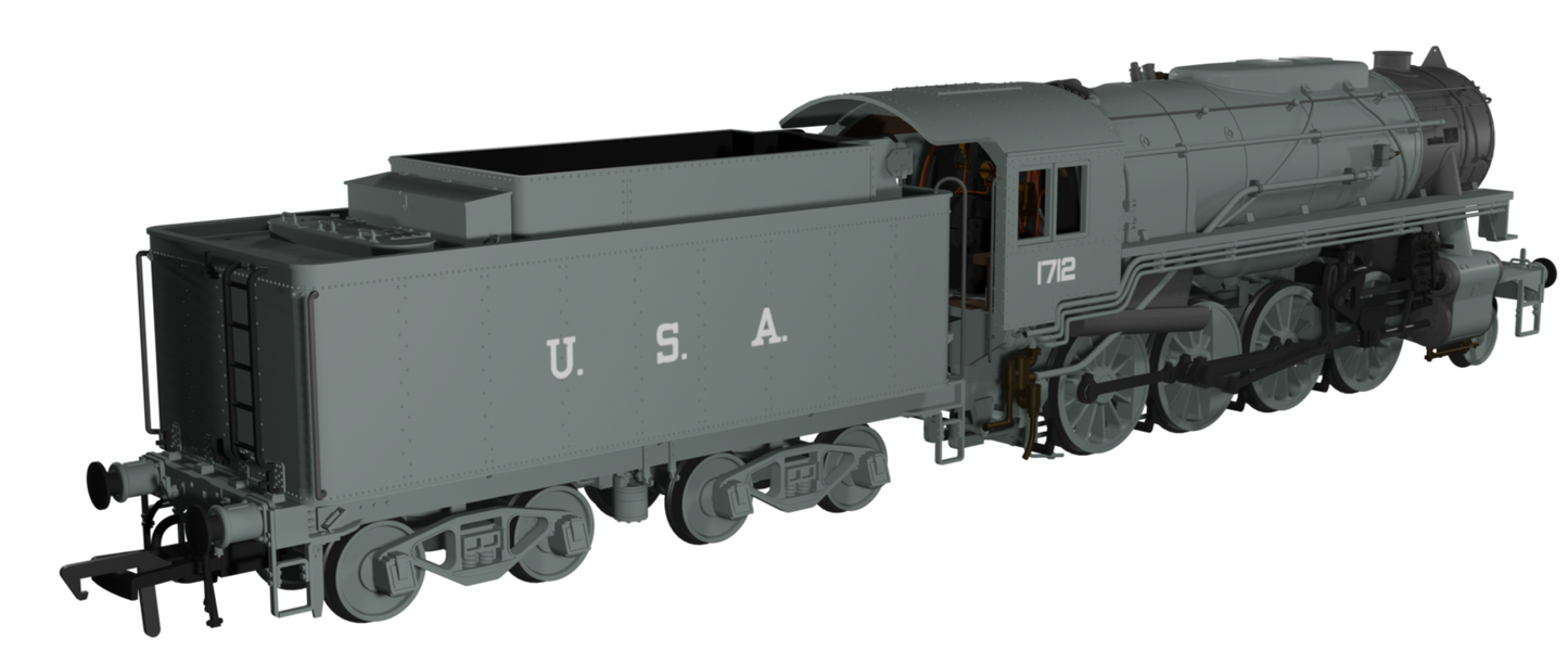 USATC S160 2-8-0 LNER Wartime Light Grey U.S.A on Tender No.1712 Steam Locomotive